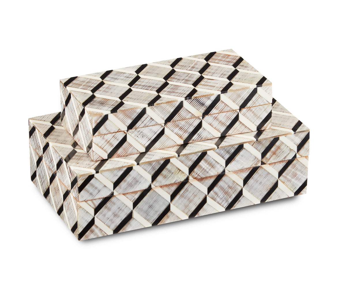 Currey and Company - 1200-0508 - Box - Derian Collection - Black/White/Natural