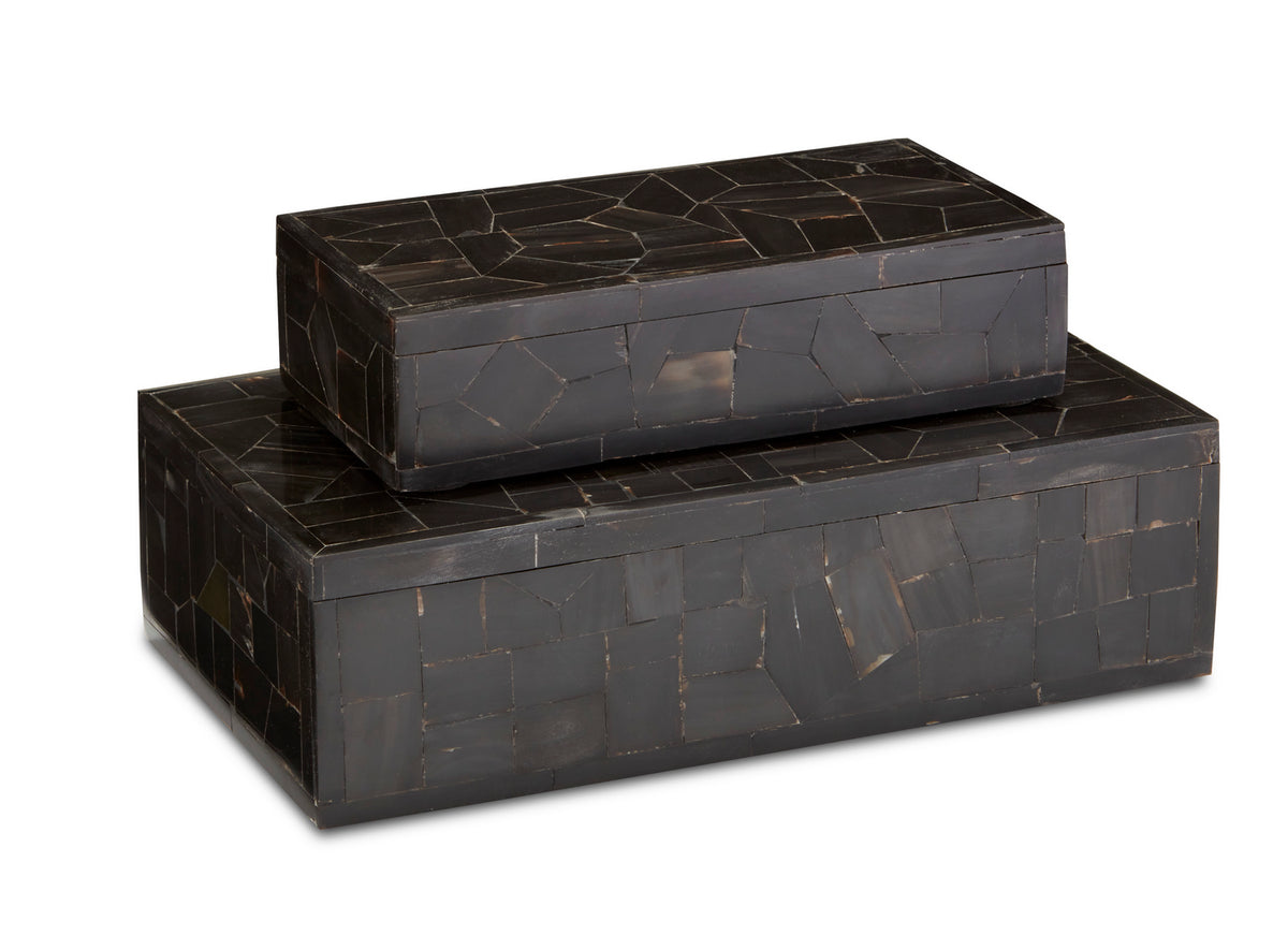 Currey and Company - 1200-0452 - Box Set of 2 - Black Bone Mosaic Box Set of 2 - Black