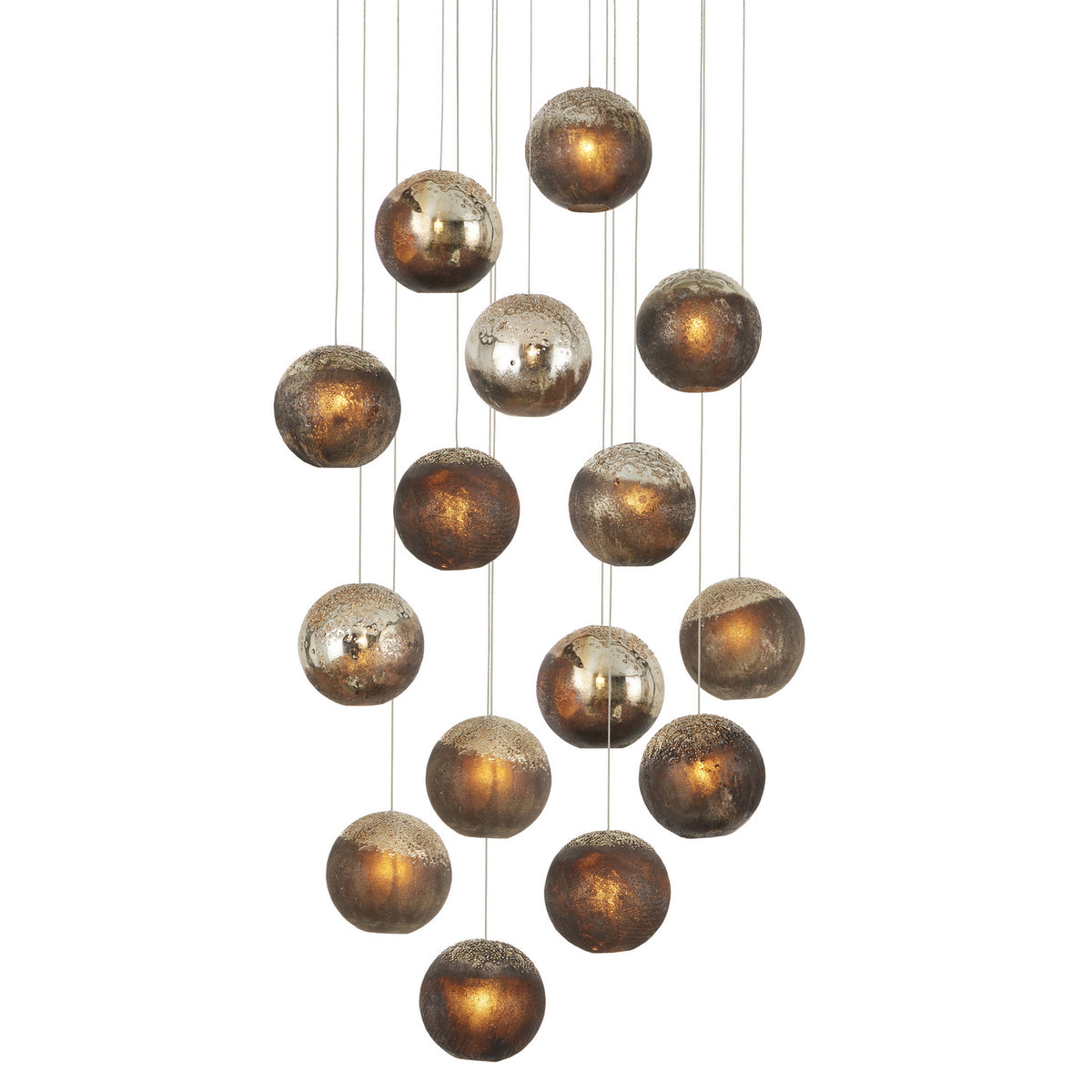 Currey and Company - 9000-1015 - 15 Light Pendant - Pathos Collection - Antique Silver/Antique Gold/Matte Charcoal