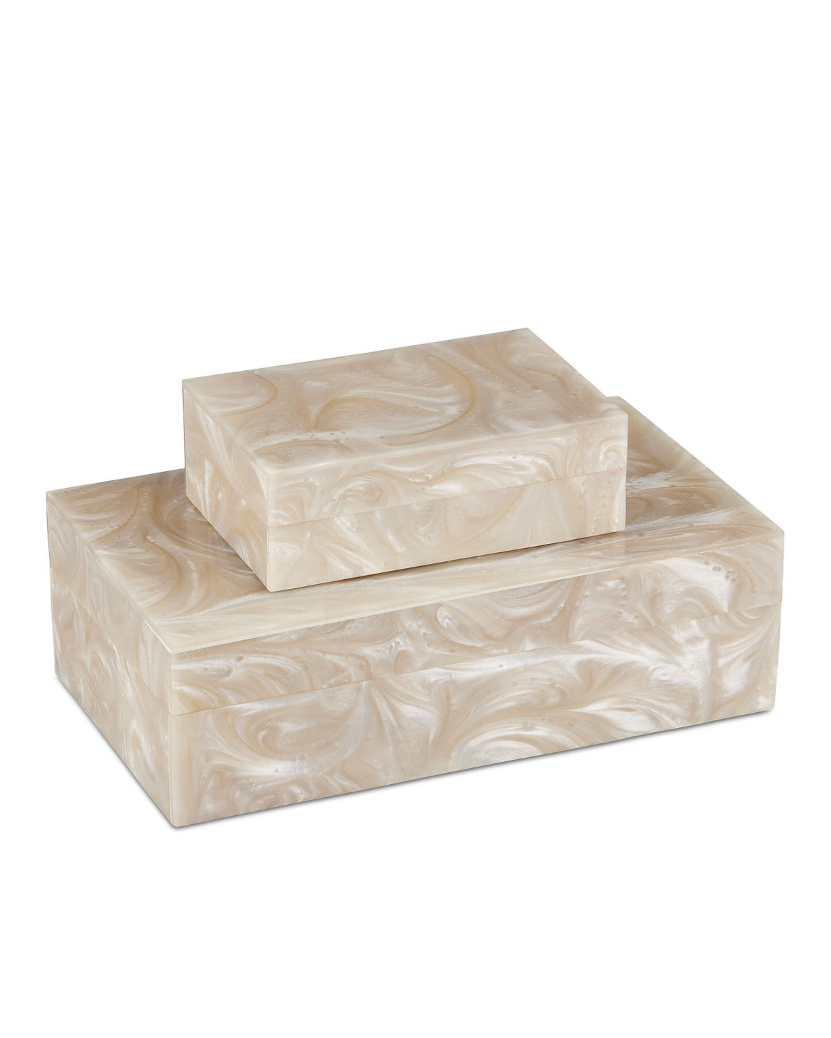 Currey and Company - 1200-0800 - Box Set of 2 - Perlas Swirl Box Set of 2 - Ivory/Natural