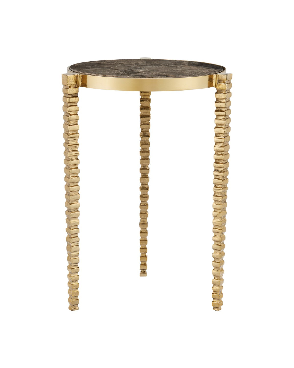 Currey and Company - 4000-0180 - Accent Table - Corrado Cappuccino Marble Accent Table - Polished Brass/Natural