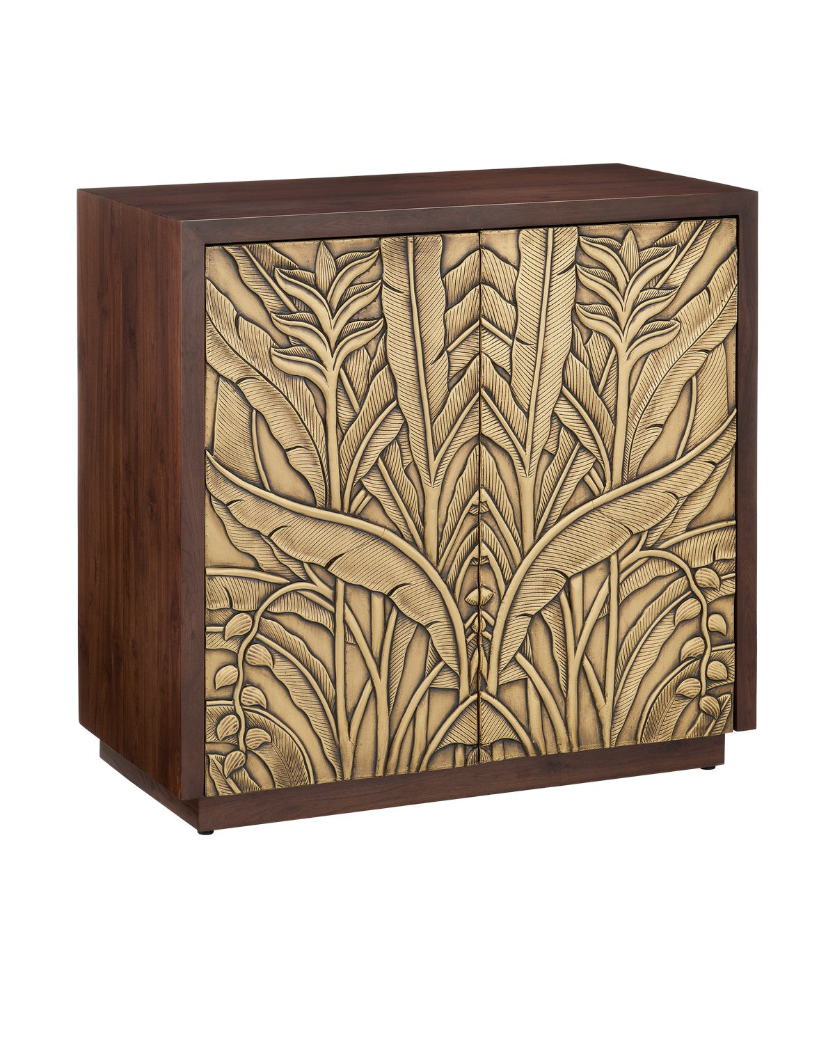 Currey and Company - 3000-0304 - Cabinet - Jardin Cabinet - Walnut / Antique Brass