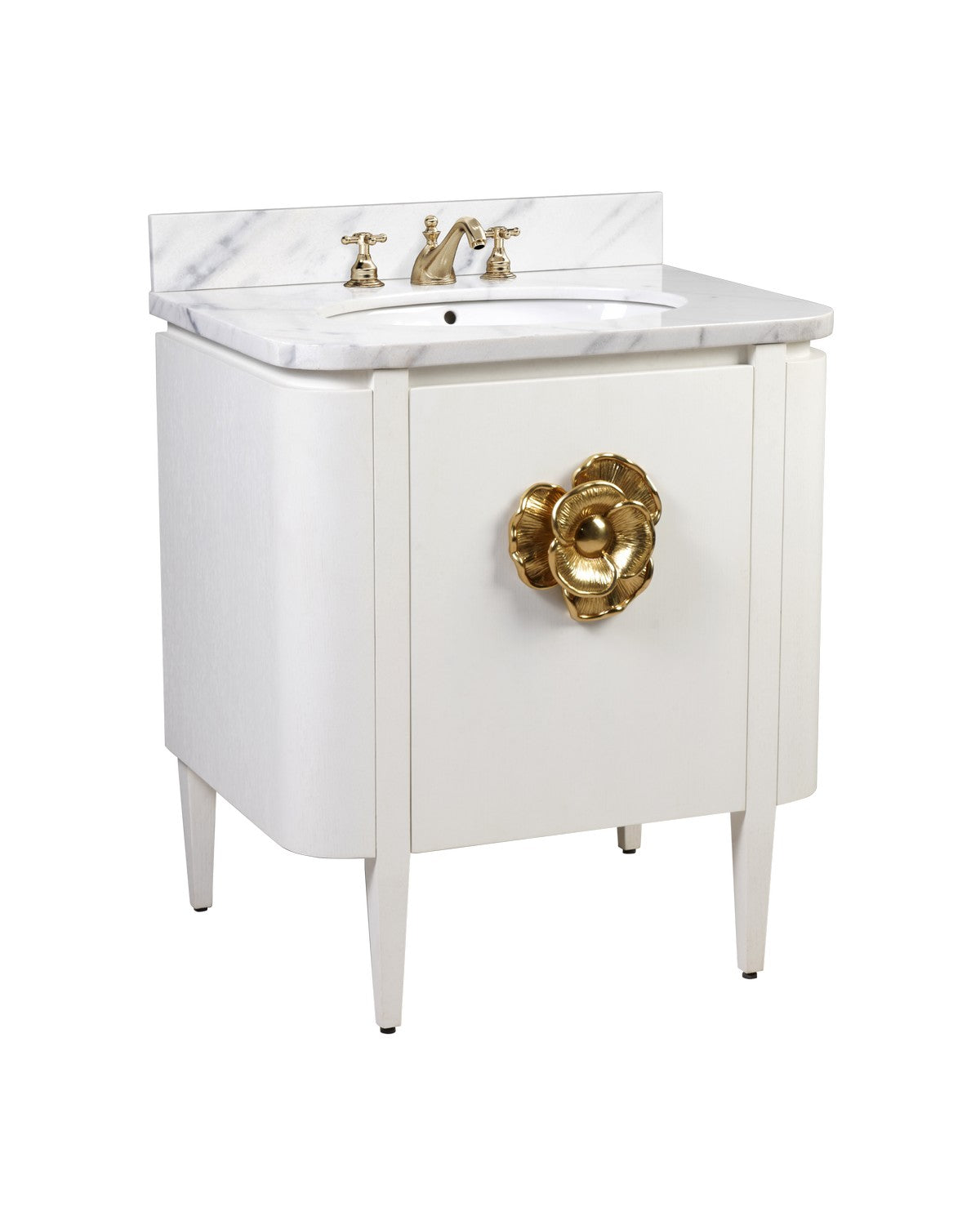 Currey and Company - 3800-0004 - Vanity with Sink - Briallen Collection - Cerused White / Natural / White / Polished Brass