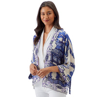 Design Shop Giant Willow Blue Short Kimono