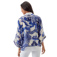 Design Shop Giant Willow Blue Short Kimono