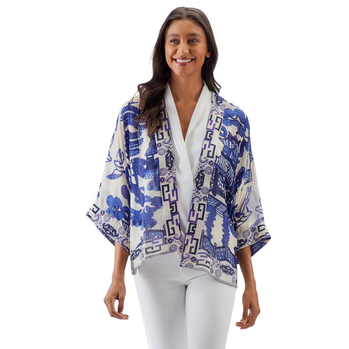 Design Shop Giant Willow Blue Short Kimono