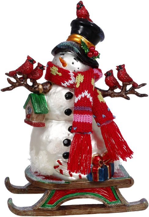 Mark Roberts Snowman on Sled Tablepiece - 8 Inches