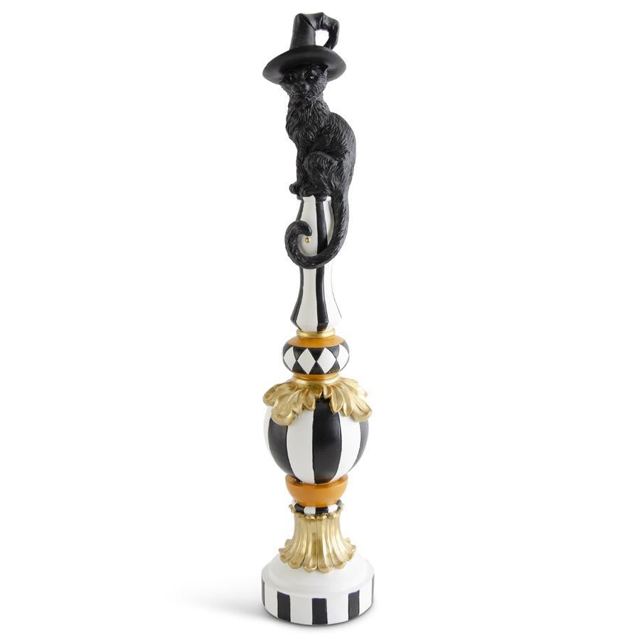Design Shop 24 Inch Resin Black White Orange & Gold Finial w/Cat Top