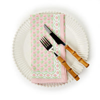 Design Shop Floral Block Print Cloth Napkins - Cotton, Set of 4.