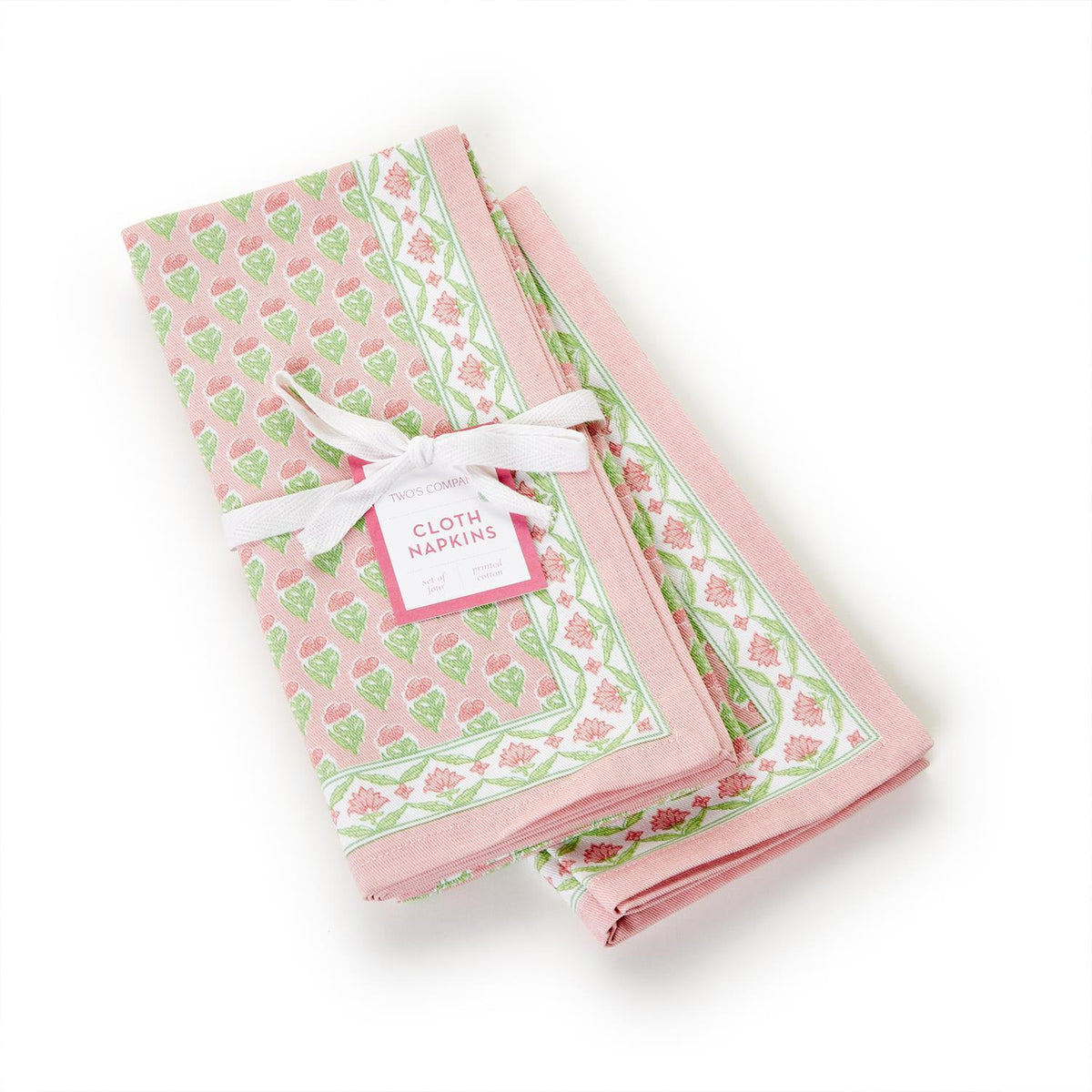 Design Shop Floral Block Print Cloth Napkins - Cotton, Set of 4.