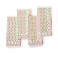 Design Shop Floral Block Print Cloth Napkins - Cotton, Set of 4.