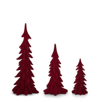 Design Shop Small Red Velvet Christmas Trees, Set of 3