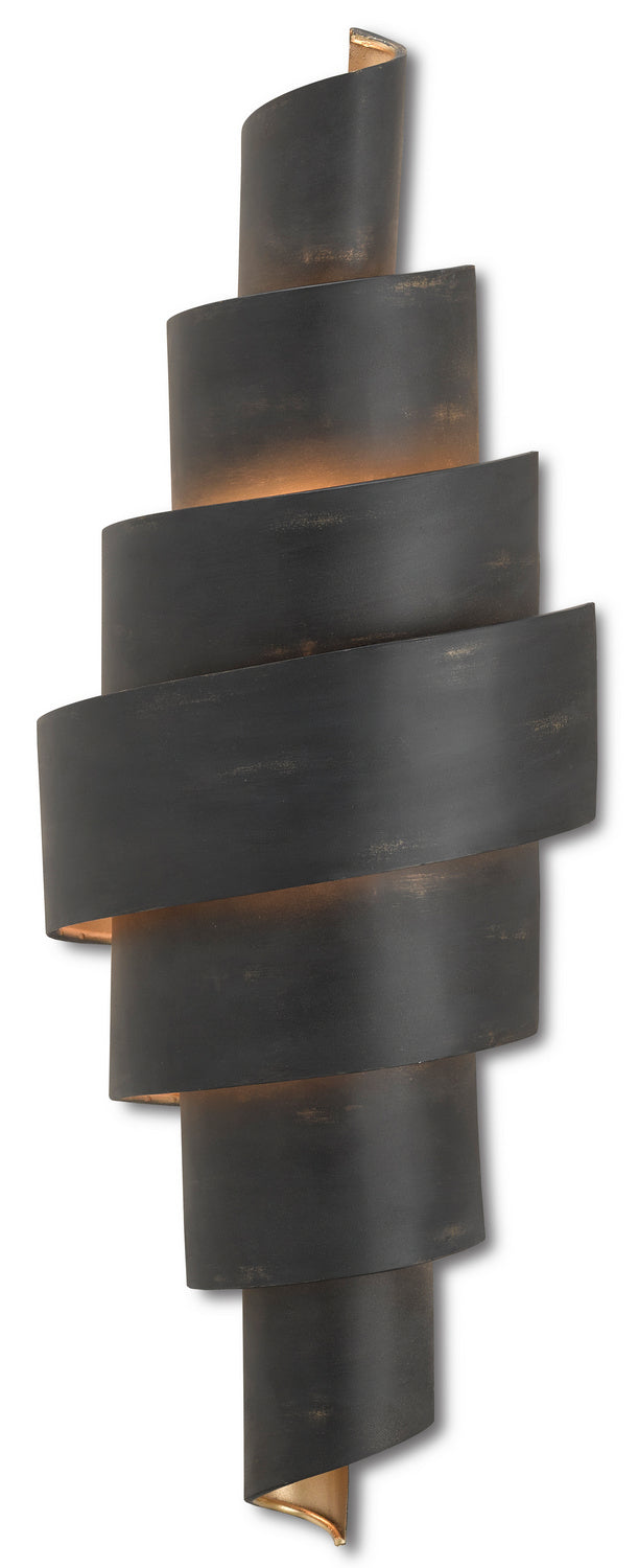Currey and Company - 5000-0112 - Two Light Wall Sconce - Chiffonade Collection - French Black/Painted Gold