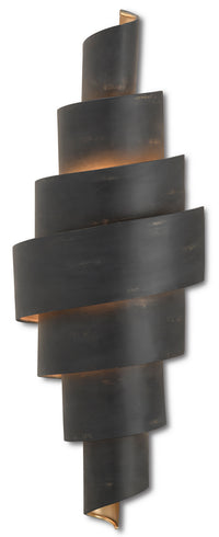 Currey and Company - 5000-0112 - Two Light Wall Sconce - Chiffonade Collection - French Black/Painted Gold