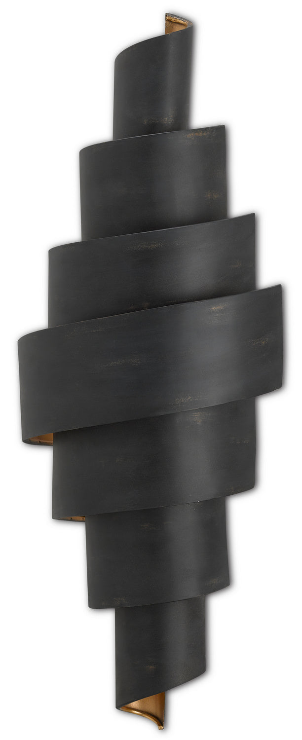 Currey and Company - 5000-0112 - Two Light Wall Sconce - Chiffonade Collection - French Black/Painted Gold
