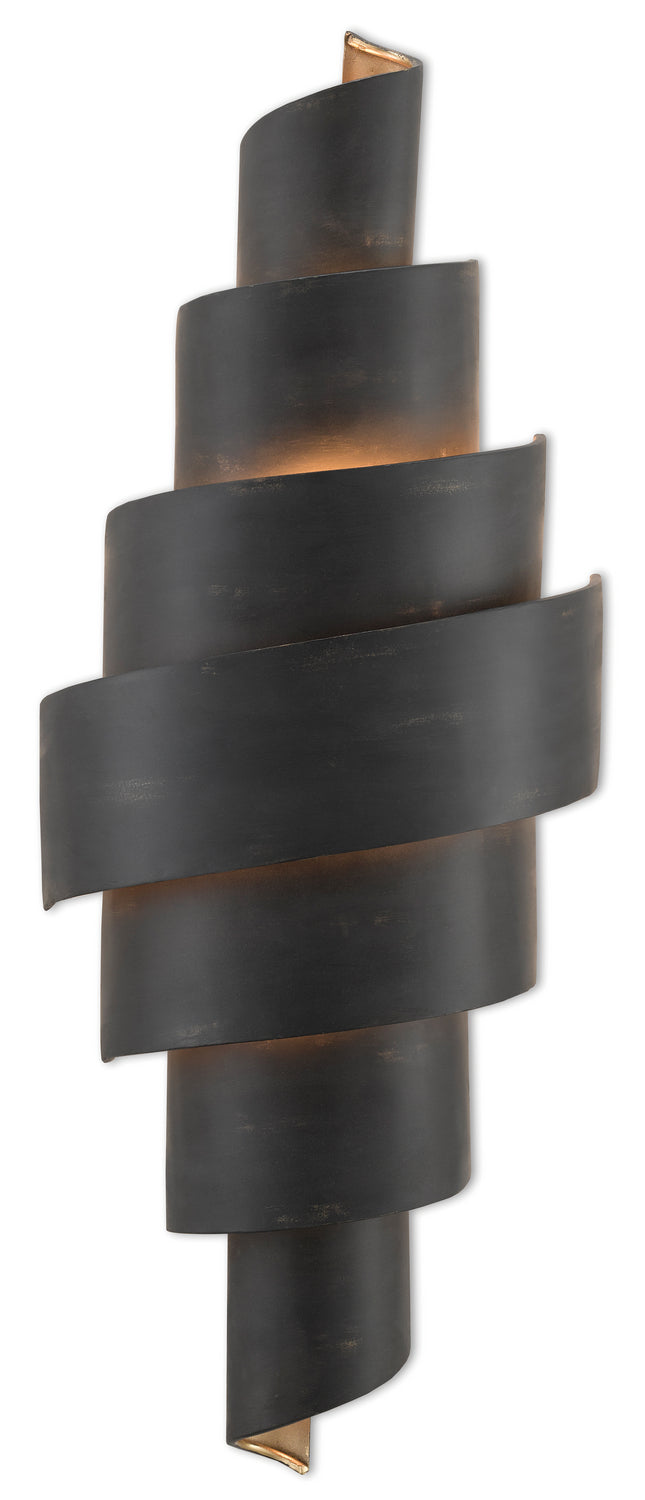 Currey and Company - 5000-0112 - Two Light Wall Sconce - Chiffonade Collection - French Black/Painted Gold