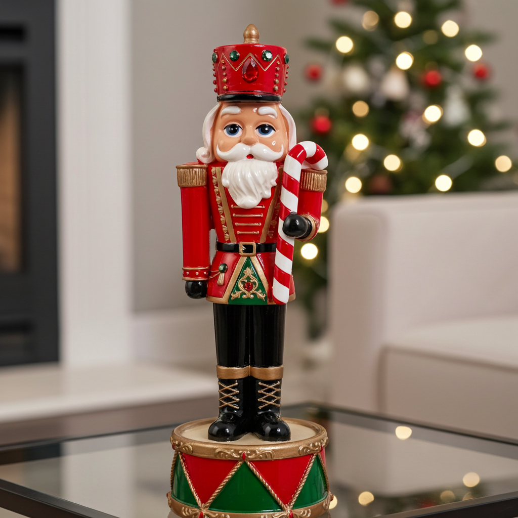 Traditional red and gold nutcracker with polished, high-end finish