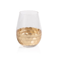 Zodax Vitorrio Stemless Gold Wine Glasses, Set of 6