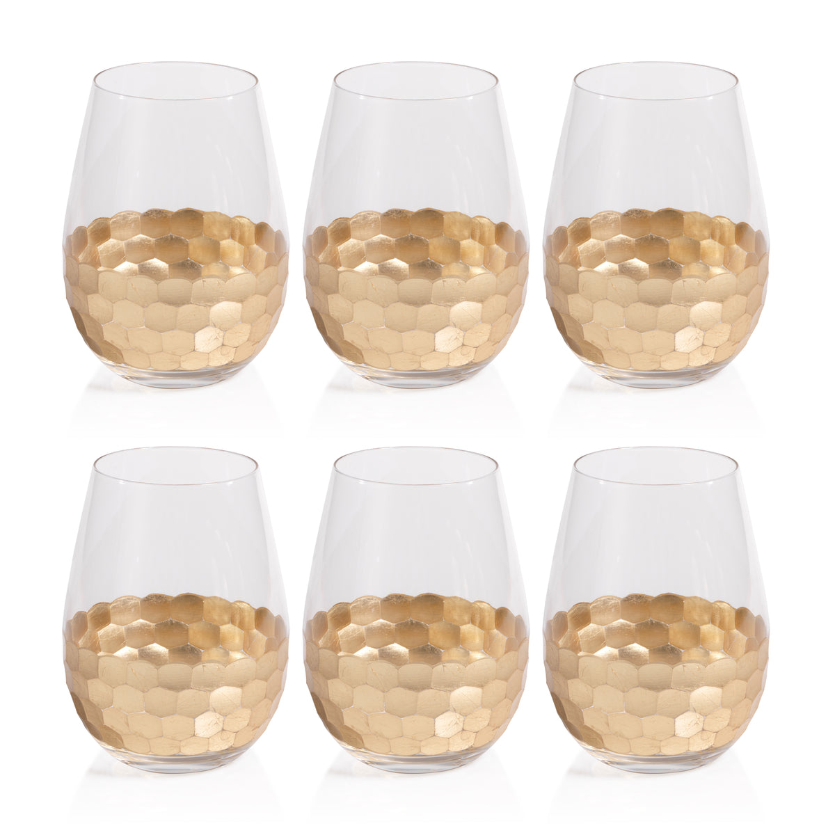 Zodax Vitorrio Stemless Gold Wine Glasses, Set of 6