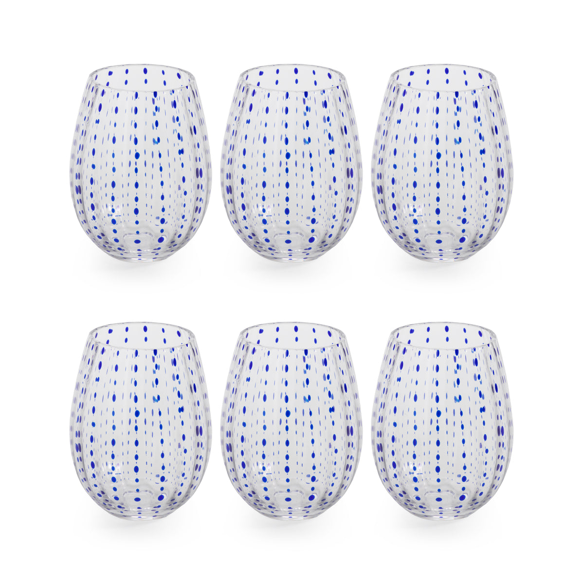 Zodax 5-Inch Tall Mavi Stemless Glass, Set of 6
