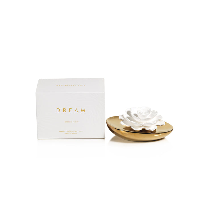 Zodax Dream Porcelain Flower Diffuser, Moroccan Peony Fragrance