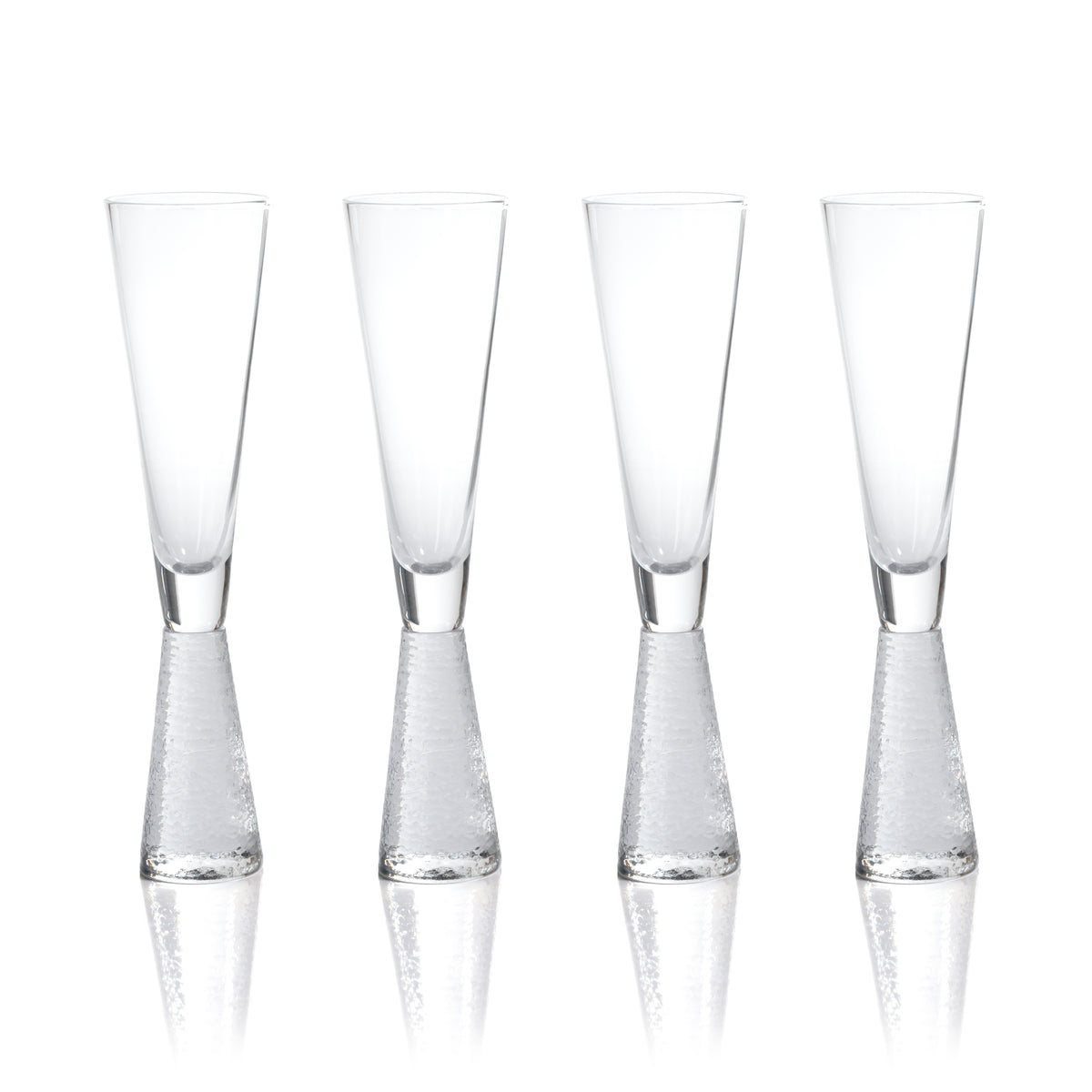 Zodax Livogno Champagne Flutes on Hammered Stem, Set of 4