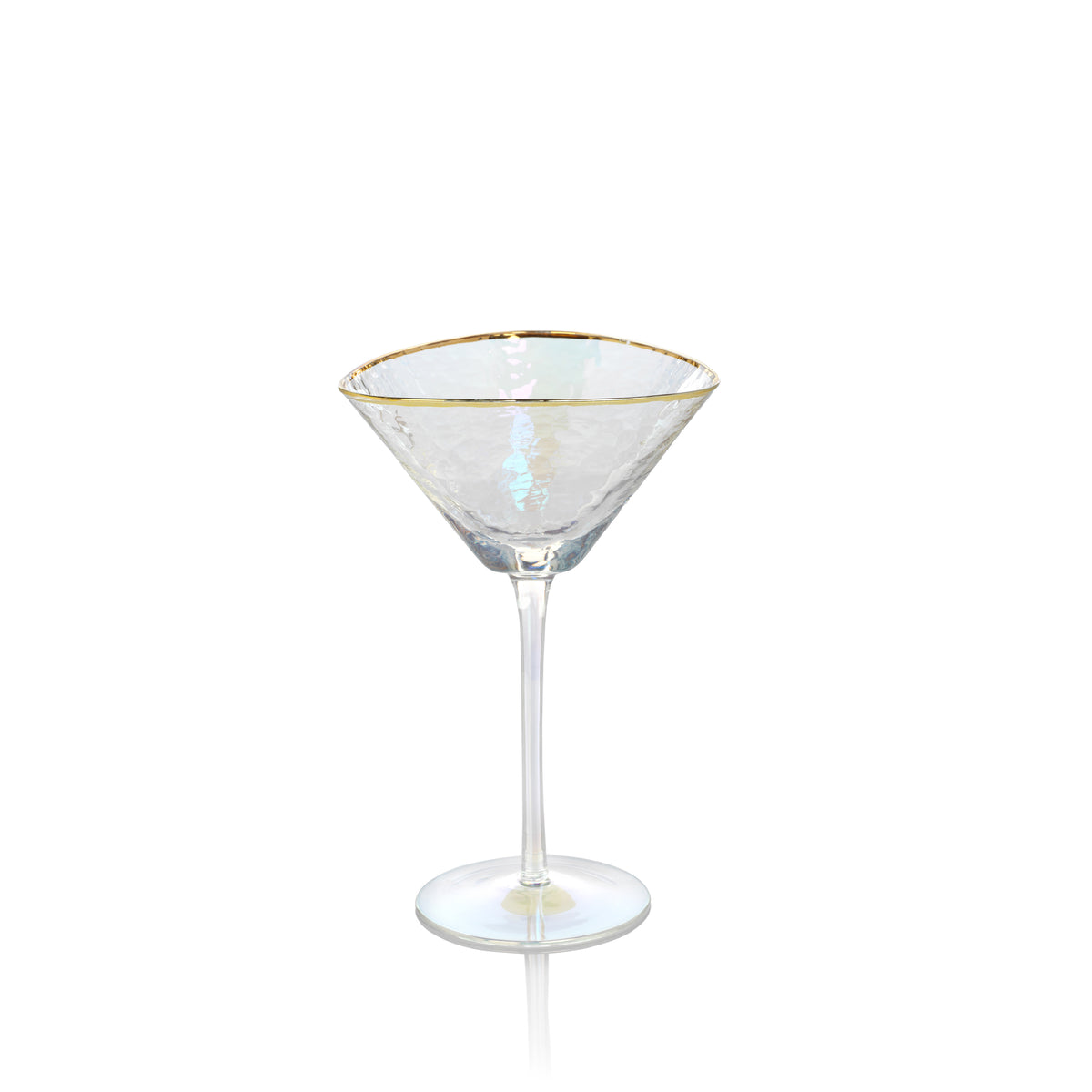 Zodax Kampari Triangular Martini Glasses with Gold Rim, Luster, Set of 4