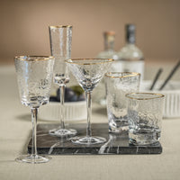 Zodax Kampari Triangular Martini Glasses with Gold Rim, Clear, Set of 4