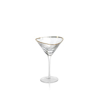 Zodax Kampari Triangular Martini Glasses with Gold Rim, Clear, Set of 4
