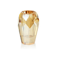 Zodax Chiasso 5" Tall Crystal Cut Glass Vase, Amber