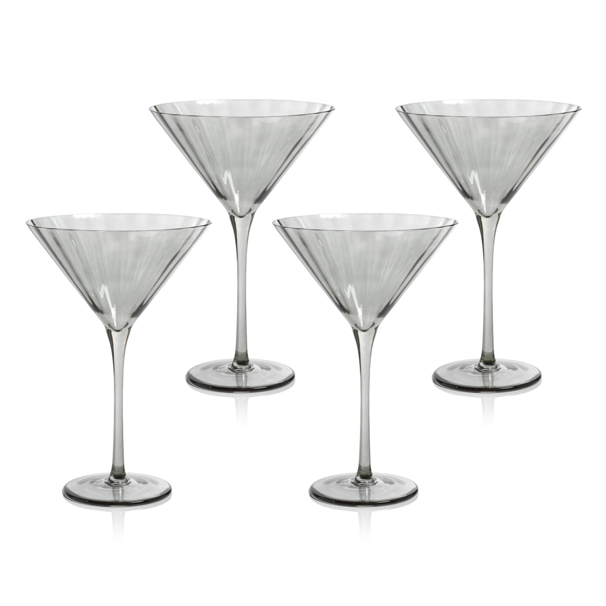 Zodax Malden Optic Martini Glasses, Smoke, Set of 4