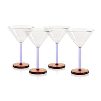 Zodax Vireo 4-Piece Martini Glass Set, Lilac & Amber