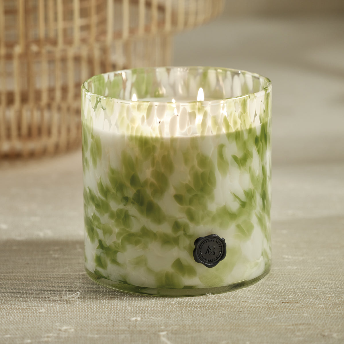 Zodax AG Opal Glass 5-Wick Candle Jar-Sicilian Lemon Bergamot, Clear & Green