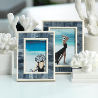 Zodax Mendocino Blue Carved Bone Photo Frame, 5" x 7"