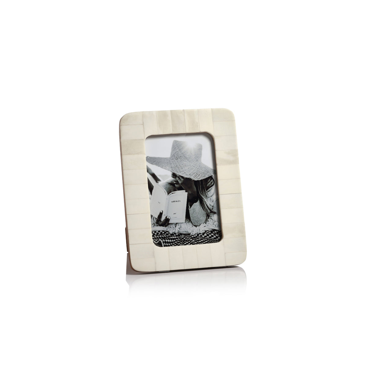 Zodax Cote d'Ivoire Bone Inlay Photo Frame with Rounded Corners, 4" x 6"