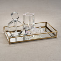 Zodax Cava Metal-Edged Mirrored Glass Vanity Tray, Small
