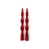 Zodax Lumière Twist Formal Taper Candles, Set of 12 – Holiday Table Décor, Crimson Red, 10"