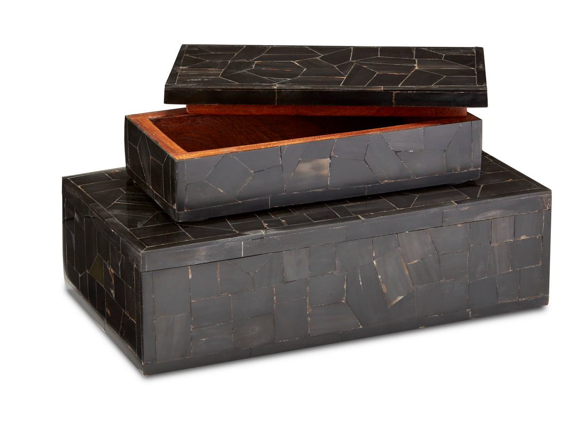 Currey and Company - 1200-0452 - Box Set of 2 - Black Bone Mosaic Box Set of 2 - Black