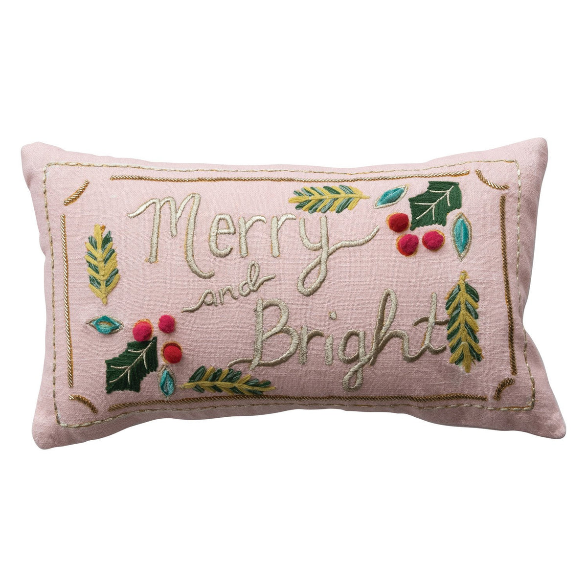 Design Shop Lumbar Pillow with Hand-Embroidery