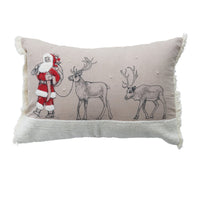 Design Shop Lumbar Pillow with Embroidery, French Knots & Fringe