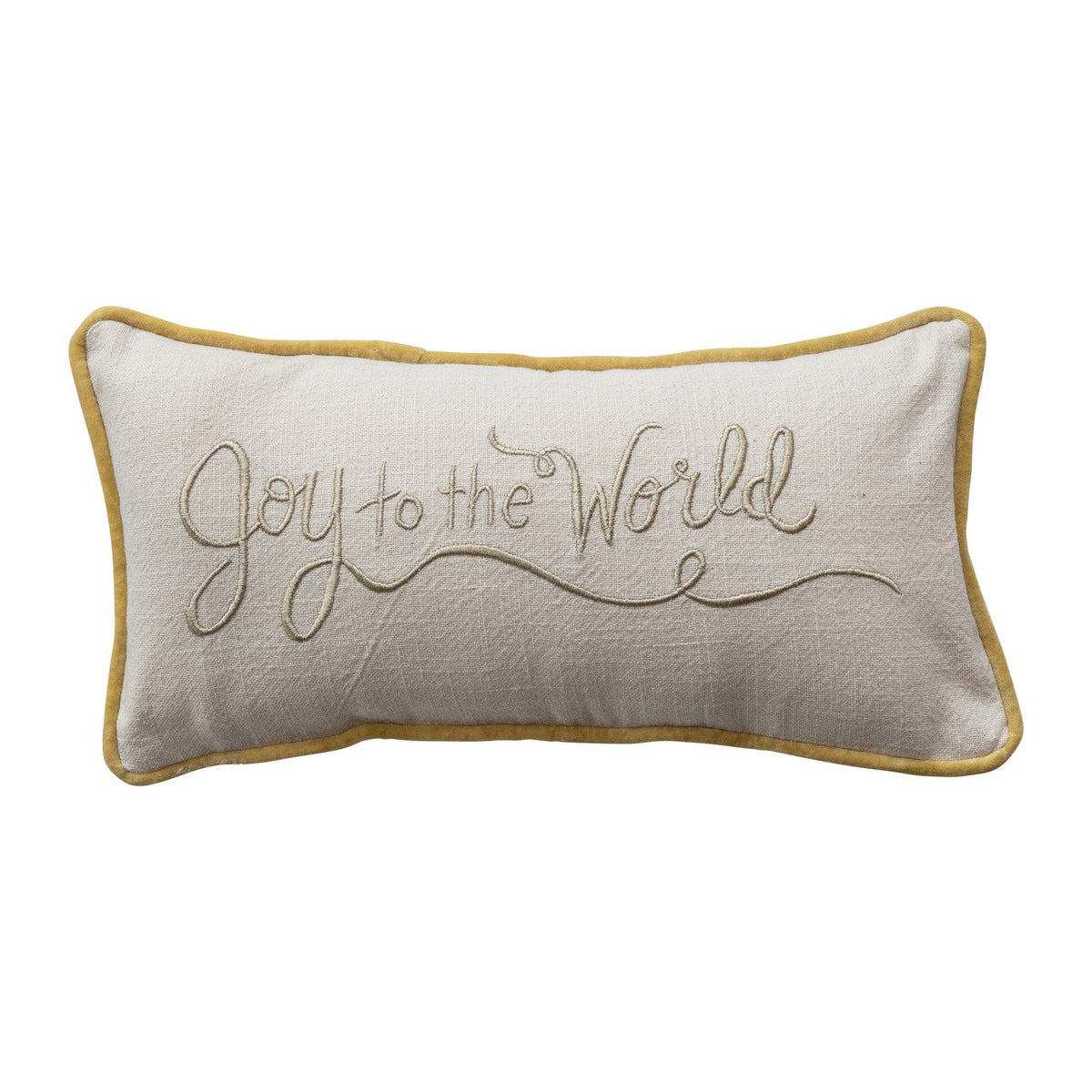 Design Shop Lumbar Pillow with Embroidery, Piping & Velvet Back "Joy to the World"