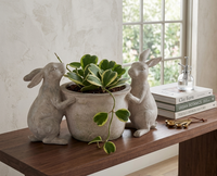 9.75" Tan Faux Stone Rabbit Planter