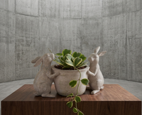 9.75" Tan Faux Stone Rabbit Planter