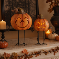 Design Shop Assorted 8 Inch LED Jack O Lantern Men with Metal Legs & Arms, Set of 2