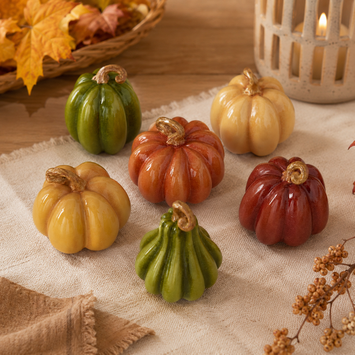 Design Shop Set of 6 Fall Colored Mini Pumpkins