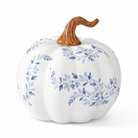 Design Shop White with Blue Floral Ceramic Pumpkin - 6.5"