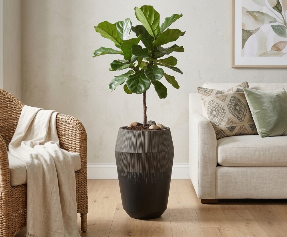Design Shop Black Jeva Planter 13"