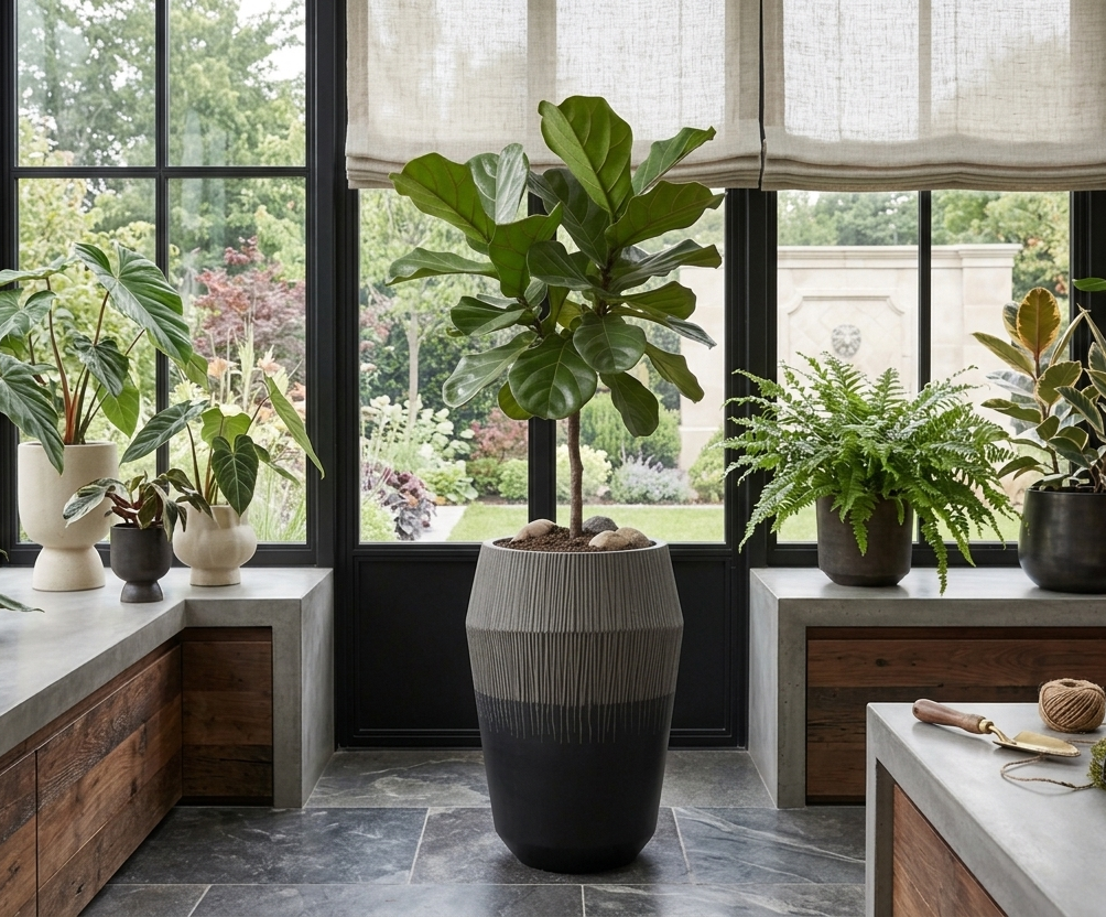 Design Shop Black Jeva Planter 13"
