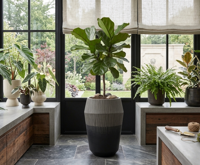 Design Shop Black Jeva Planter 13"