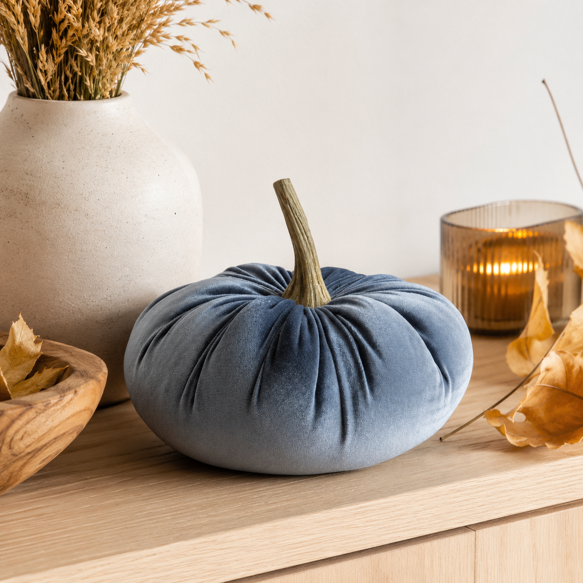 Design Shop 6.25 Inch Blue Velvet Stuffed Pumpkin